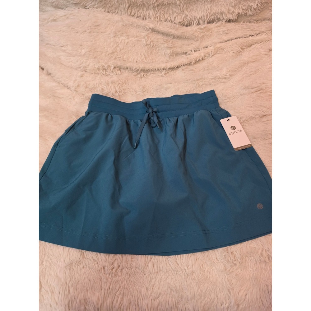 Apana Yoga Lifestyle Running Skort Small S Teal Blue Athletic Skirt Pocket NWT